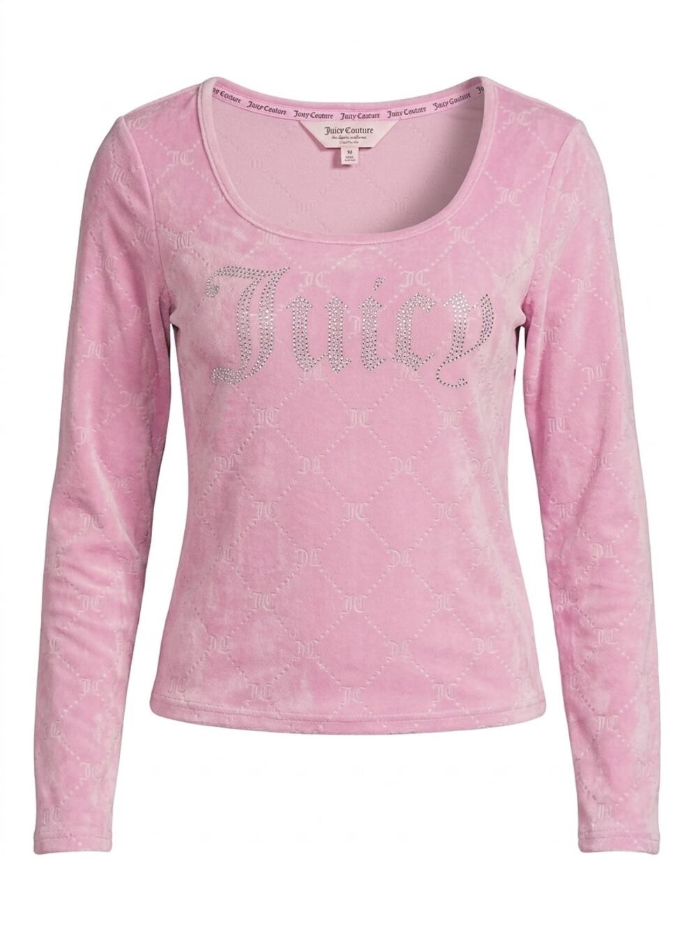 Juicy Couture Pink Rhinestone Scoop Neck Knit Stretch Top Women Size M